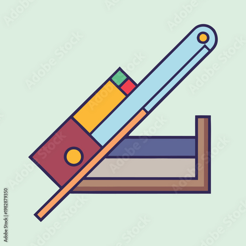 Stylized Geometric Paper Cutter Guillotine, Abstract Illustration on a Light Background