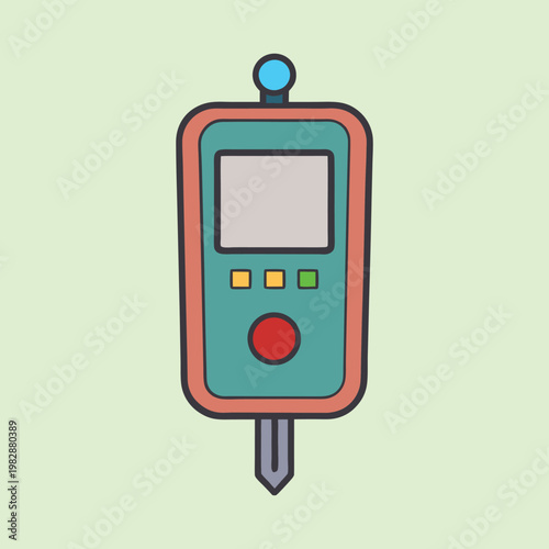 Digital Moisture Meter Icon with Blue Knob for Gardening Applications and Technology