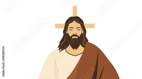 PNG Jesus Christ with a cross behind him isolated on transparent background