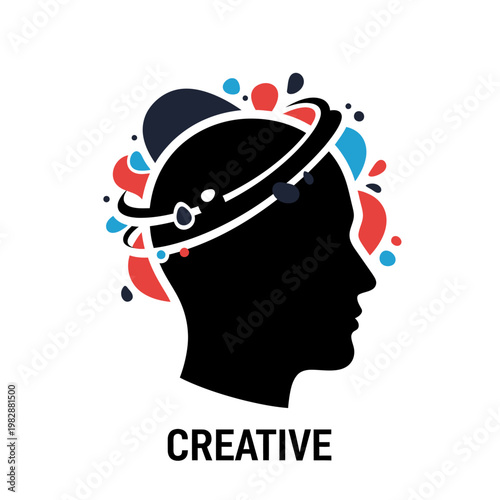 Creative thinking, mind concept, colorful brain, silhouette head, innovative ideas