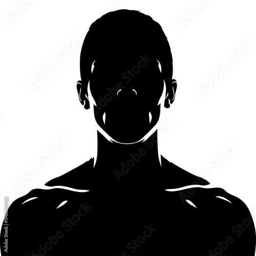 Black silhouette, faceless man, human figure, minimalist illustration