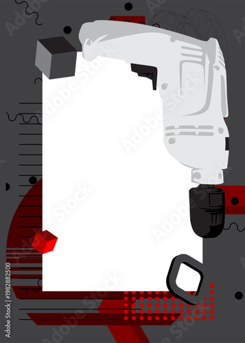 Drill geometrical graphic retro theme background. Minimal geometric elements. Vintage abstract shapes vector illustration.