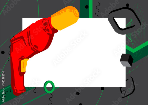 Drill geometrical graphic retro theme background. Minimal geometric elements. Vintage abstract shapes vector illustration.