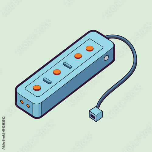 Isometric Cartoon Illustration of a Retro Audio Mixer or Equalizer