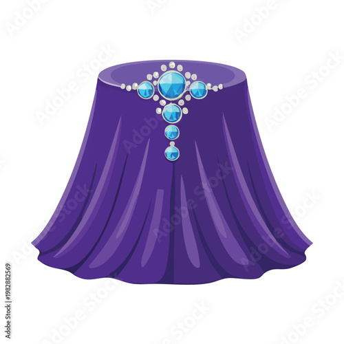 Elegant royal blue cape with gemstones isolated on white background