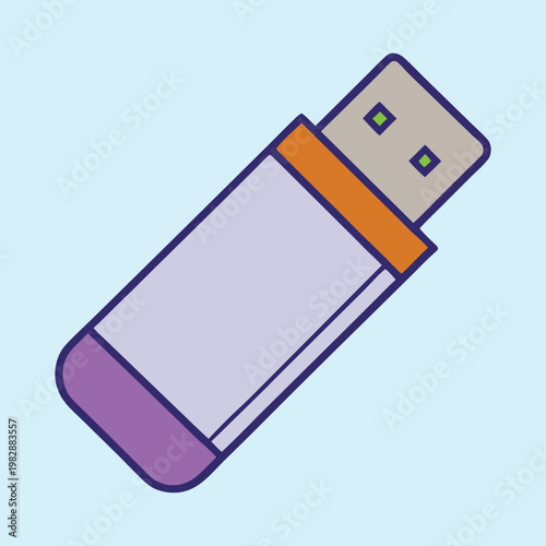 Stylized USB Flash Drive Illustration on Light Blue Background for Storage