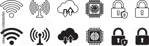 Minimalist black wifi signal icon on white background for technology and connectivity
