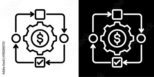 Process   Icon Set White Mix Style Collection