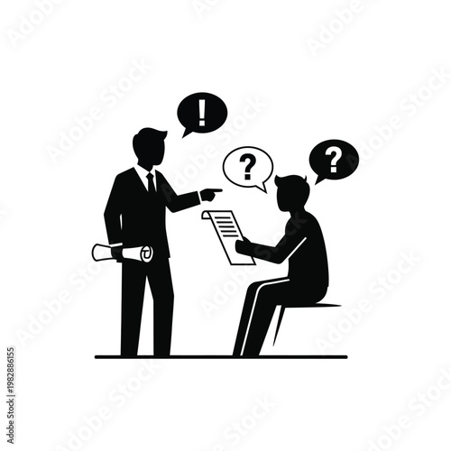 Business meeting with boss scolding employee for bad work.