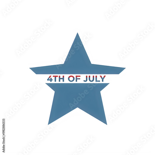 Blue star with 4th of july text on transparent background