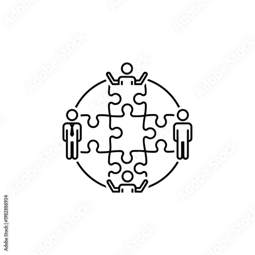 Teamwork puzzle pieces coming together.