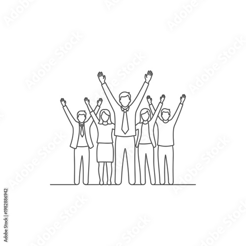 A group of business people celebrating success.