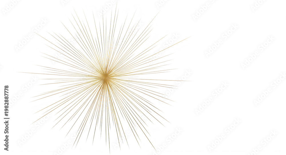 Fototapeta premium Golden burst of light with radiating lines isolated on transparent background
