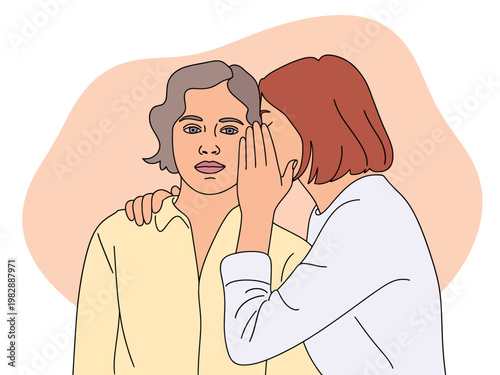 A woman comforting another woman with a gentle touch on her face and shoulder