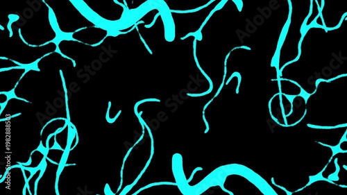 Abstract Organic Cyan Scratches and Stroke Fast Motion on Black Background
