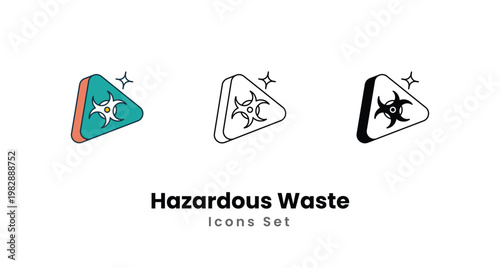 Hazardous Waste icons vector set stock illustration