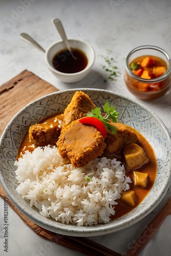 Japanese Chicken Katsu Curry, Crispy Fried Cutlet with Rich Curry Sauce and Rice, Authentic Japanese Comfort Food
