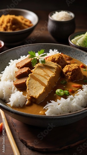Japanese Chicken Katsu Curry, Crispy Fried Cutlet with Rich Curry Sauce and Rice, Authentic Japanese Comfort Food