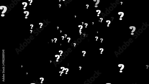 Curiosity Theme Question Marks Floating Animation on Black Background