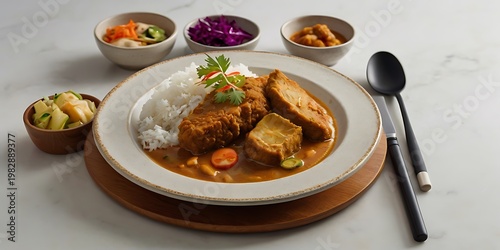 Japanese Chicken Katsu Curry, Crispy Fried Cutlet with Rich Curry Sauce and Rice, Authentic Japanese Comfort Food