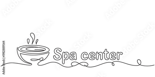 Spa center logo with a bowl of water and steam rising  wellness symbol