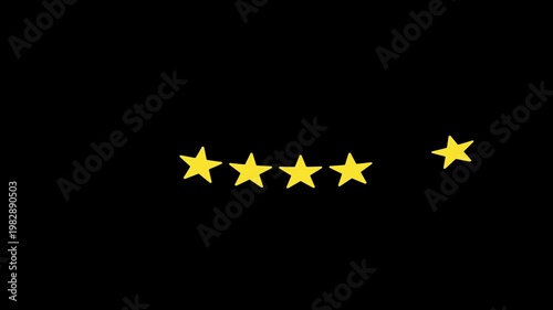 Star Rating Icons Interactive Hit and Bounce Animation Black Background