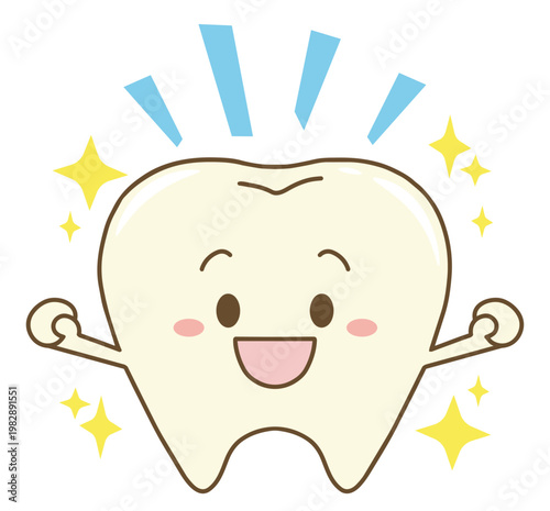ピカピカの健康な歯　キャラクターイラスト