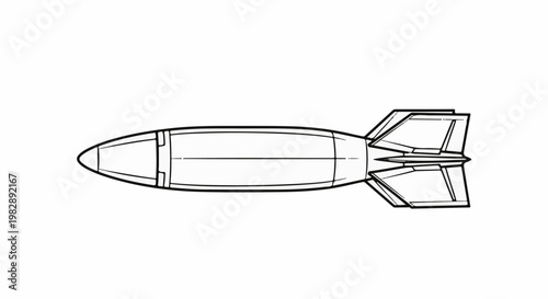 Stylized top-down schematic illustration of a bomb with fins