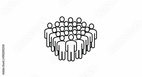 A group of stylized people figures are depicted in a cluster formation
