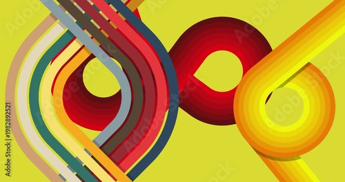 Retro 70s Background animation with Groovy 1970s art video. Minimalistic Vintage design, old-fashioned color artwork.
