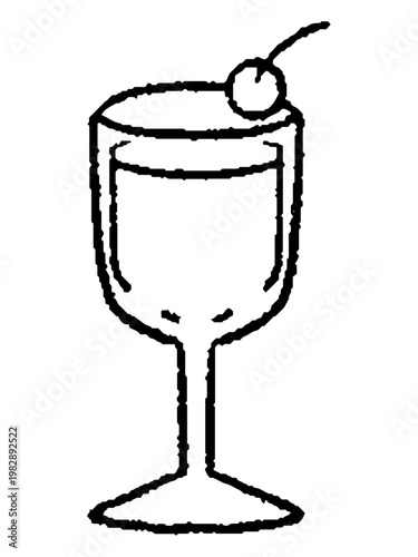 グラスに入ったジュース、線画