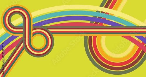 Retro 70s Background animation with Groovy 1970s art video. Minimalistic Vintage design, old-fashioned color artwork.
