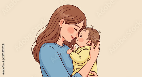 Mother's gentle embrace, a tender moment of love and connection with her baby