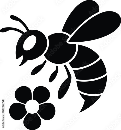 Busy bee collecting nectar from a small flower