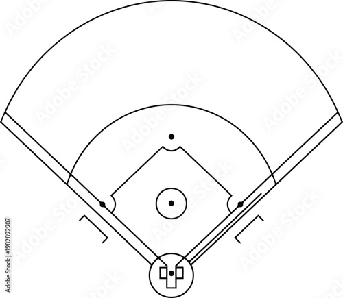 Baseball field diagram showcasing the layout and dimensions.