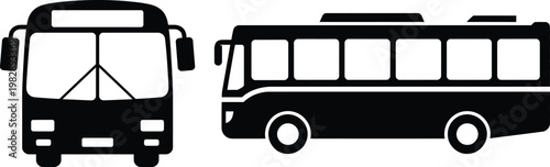  Two different styles of buses shown in a side-by-side comparison illustration