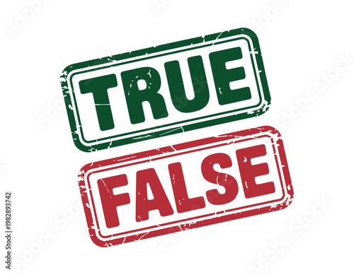 A graphic illustration of true and false stamps on a white background