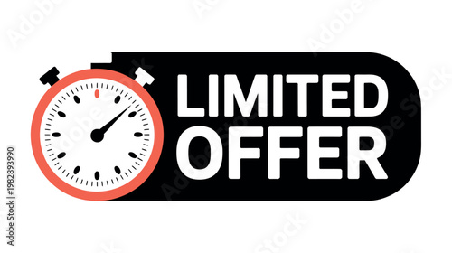 A limited time offer graphic with a stopwatch and bold text on a white background