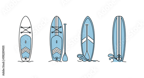 Paddle Boarding Line art abstract simple minimal illustration