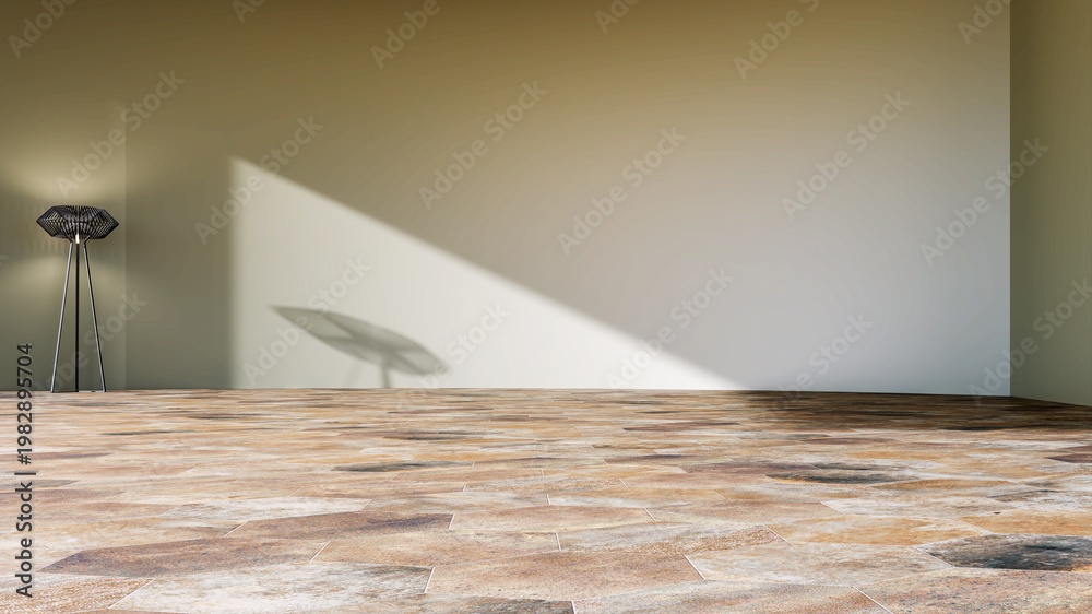Obraz premium 3D render, illustration Luxury modern living room interior, realistic lighting, wide angle, contemporary furniture, clean lines, minimalist decor, elegant home design, large window