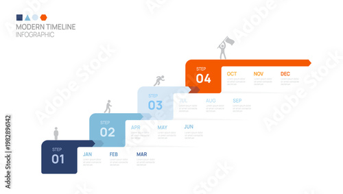Tableau sur toile ladder Infographic connected arrow labels 4 steps to success growth template