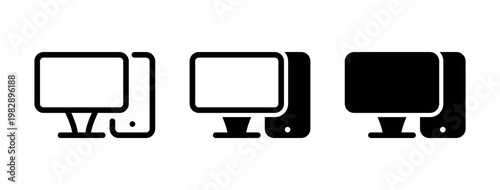 PC Workstation Hardware Icon for Information Technology and Office Work Design