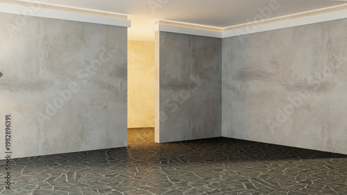 3D render, illustration Luxury modern living room interior,  realistic lighting, wide angle, contemporary furniture, clean lines, minimalist decor, elegant home design, large window