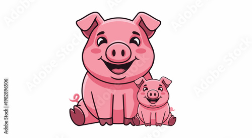Smiling cartoon pig and piglet in 4k ultra hd original content for commercial use