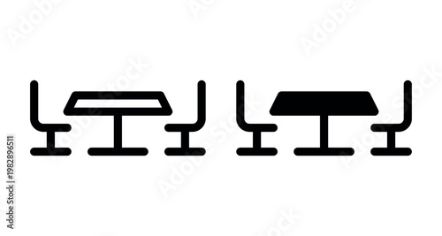 Modern Office Meeting Table with Two Chairs Linear Symbol for Interior Design
