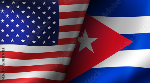 Photography United States vs Cuba Flags (Geopolitical Tension and International Relations Co