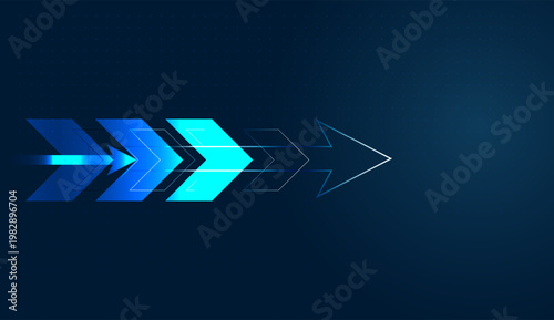 The Shimmering Digital blue arrows surge horizontally across a grid, illustrating high-speed economic progress. The arrows to visualize the path to Grow a modern business