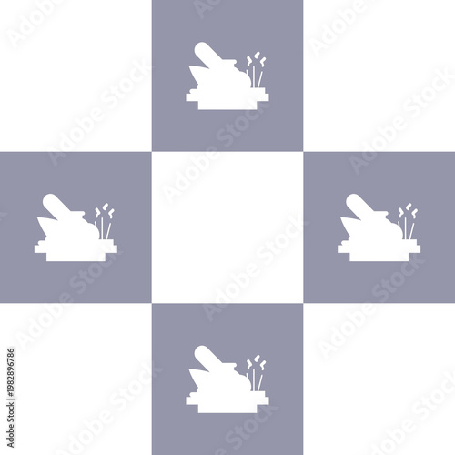 Checkered Pattern with Mortar and Pestle Apothecary Icons