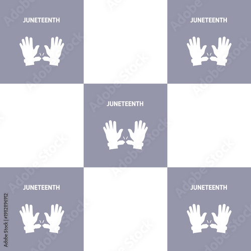 Juneteenth Freedom Day Checkered Pattern Icon Graphic