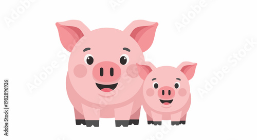 Cute smiling pig and piglet in 4k ultra hd original content for commercial use